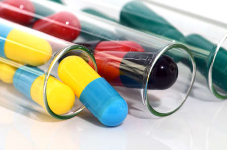 Colorful of oral medications on White Background.の写真素材