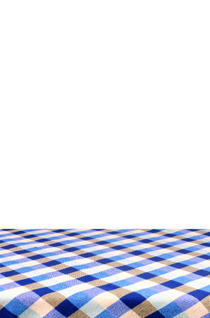 Picnic table with tablecloth isolated on white background with clipping path.の写真素材