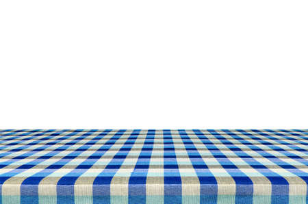 Picnic table with tablecloth isolated on white background with clipping path.
