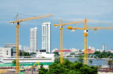 Construction Ceane for Hight Building Project with the River View.の写真素材