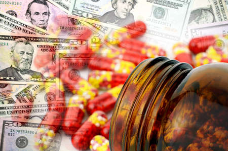 Pharmaceutical Business and Dollars Bank Note.の写真素材