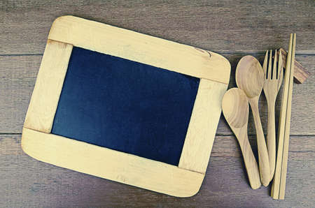 Vintage Style Menu on Wood background.の写真素材