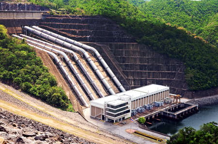 Clean energy by hydropower plant from downstream water.の写真素材