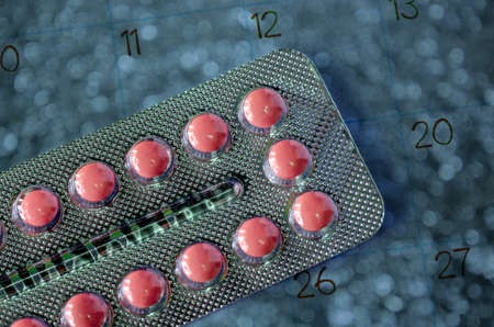 Pills and Calendar.の写真素材