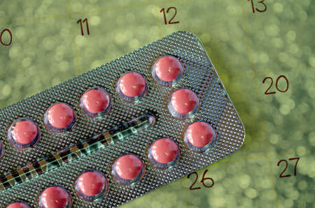 Pills and Calendar.の写真素材