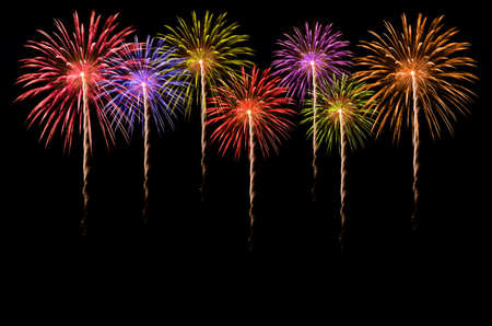 Colorful fireworks celebration on dark background.の写真素材