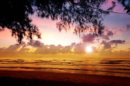Sunrise at Wanakorn Beach National Park, Prachuap Khiri Khan Province, Thailand.の写真素材