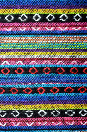 Tribal handmade woven cotton fabrics form Chiengmai, Thailand. Pattern for design element.の写真素材