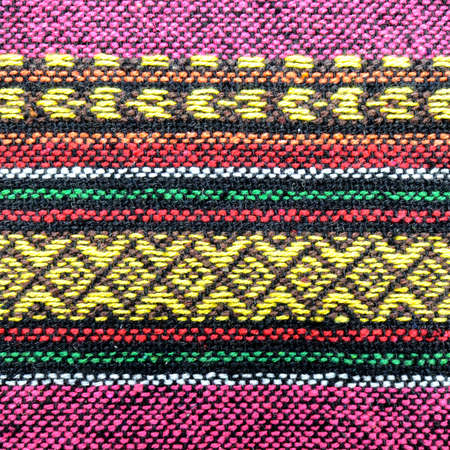 Tribal handmade woven cotton fabrics form Chiengmai, Thailand. Pattern for design element.の写真素材