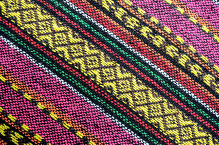 Tribal handmade woven cotton fabrics form Chiengmai, Thailand. Pattern for design element.の写真素材
