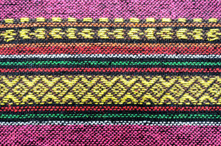 Tribal handmade woven cotton fabrics form Chiengmai, Thailand. Pattern for design element.の写真素材