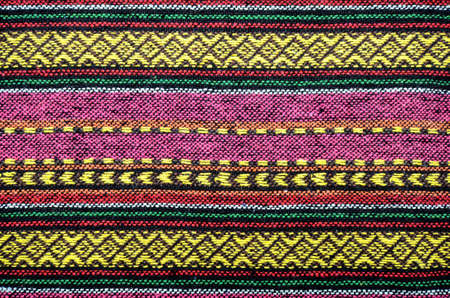 Tribal handmade woven cotton fabrics form Chiengmai, Thailand. Pattern for design element.の写真素材