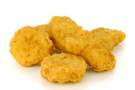 Fried chicken nuggets isolated on white background.の写真素材