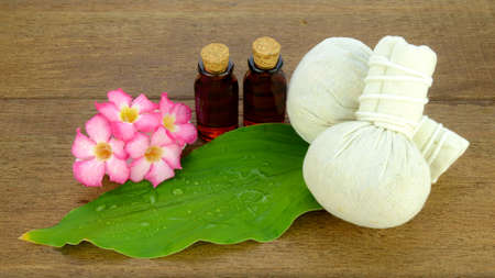 Thai style spa with herbal compress ball and aroma oil for relax muscle and skin treatment.の写真素材