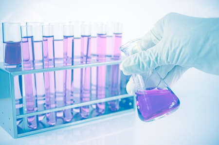 Chemistry lab. with chemical reagent. Laboratory background.の写真素材