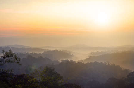 Mountain landscape background with sunrise.の写真素材