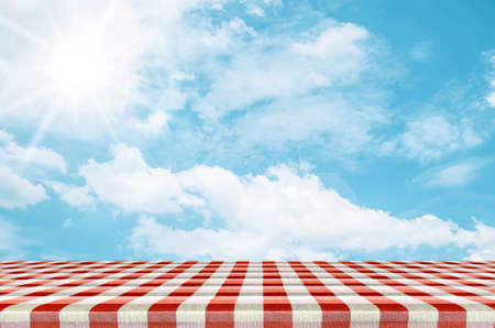 Outdoor picnic background in summer sun light.の写真素材