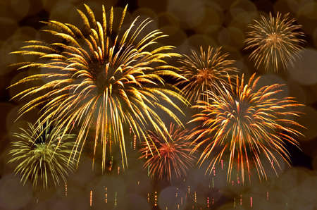 Fireworks with light bokeh background.