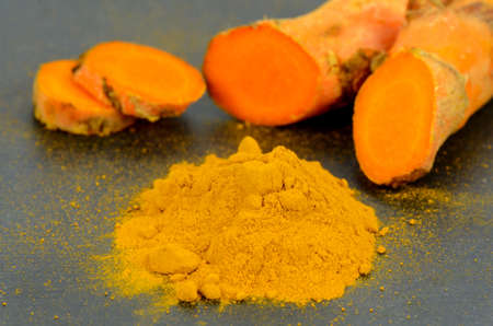 Turmeric (Curcuma longa L.) root and turmeric powder for alternative medicine ,spa products and food ingredient.の写真素材