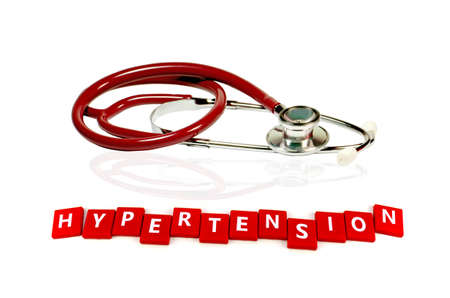 Hypertention treatment concept with stethoscope on white background.の写真素材