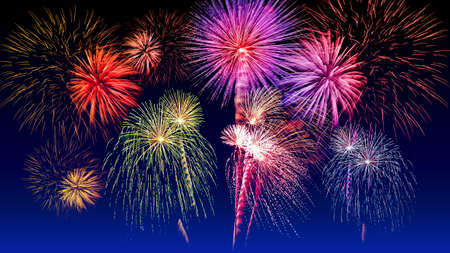Colorful fireworks celebration and the twilight sky background.の写真素材
