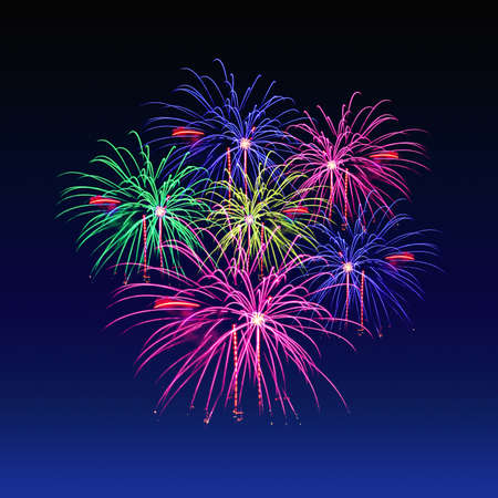 Colorful fireworks celebration and the twilight sky background.の写真素材