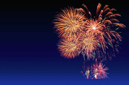 Colorful fireworks celebration and the twilight sky background.の写真素材