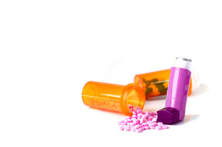Essential asthmatic drug. World Asthma Day is on the 2nd of May.の写真素材