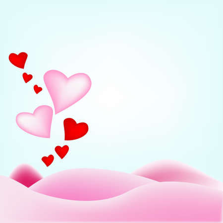 Hearts, balloon and happy Valentines day.のイラスト素材