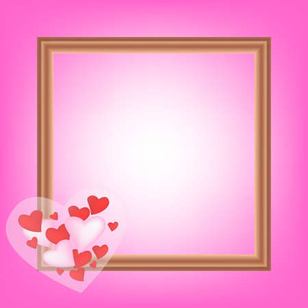 Hearts, balloon and happy Valentines day with frame.のイラスト素材