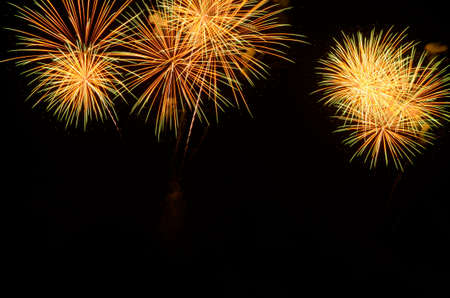 Colourful fireworks celebration and the night sky background.