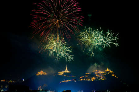 Light and fireworks show in Phra Nakhon Khiri annual fair on Frbruary at Phetchaburi province, Thailand.の写真素材