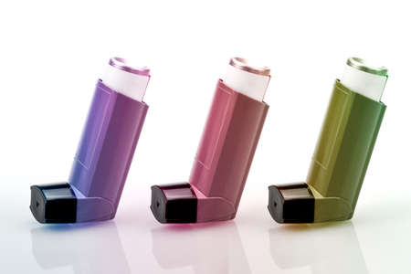 Inhaler devce for asthma patients. World Asthma Day, which is held on the first Tuesday in May.の写真素材