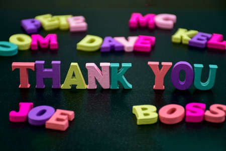 Thank you word on darkの写真素材