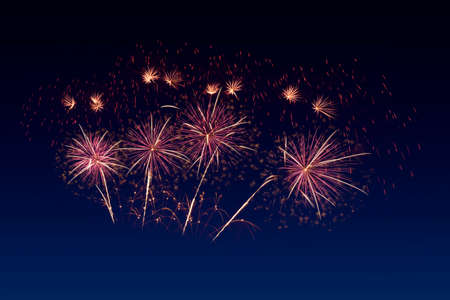 Colorful fireworks celebration and the twilight sky background.の写真素材