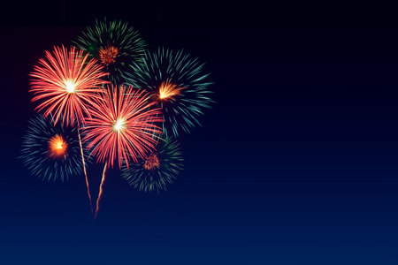 Colorful fireworks celebration and the twilight sky background.の写真素材