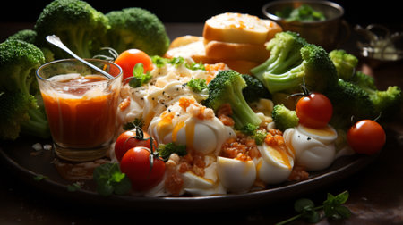 Salad bar buffet from organic farm in plant based concept. Generative AI.の素材