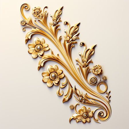 Luxury decorated border pattern set for fram and border in gold tone for prints and web. design. Generative AI.の素材