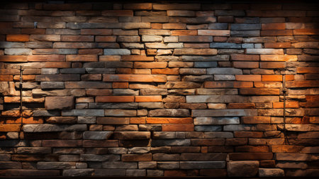 Brick wall with warm light tome for backdrop and product displayed background. Generative AI.の素材