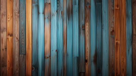 Blue stainned wood panels background for products dispalyed. generative AI.の素材