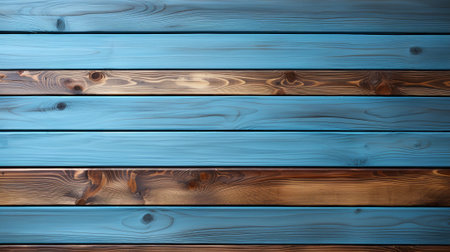 Blue stainned wood panels background for products dispalyed. generative AI.の素材