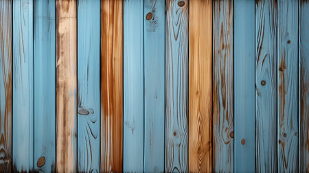 Blue stainned wood panels background for products dispalyed. generative AI.の素材