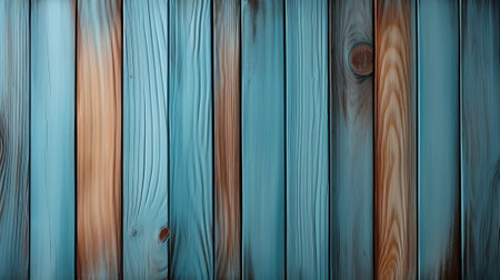 Blue stainned wood panels background for products dispalyed. generative AI.の素材