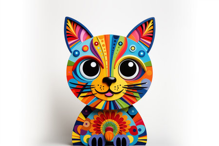 Colorful line cat vector for logos artwork and decorations isolated on white background.の素材