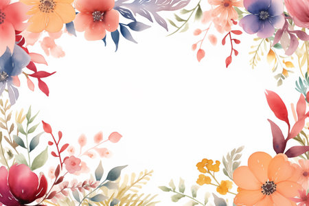 Watercolor flowers bouquet decoration isolated on white background with copyspace for frame card calendar and menu.の素材