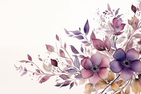 Watercolor flowers bouquet decoration isolated on white background with copyspace for frame card calendar and menu.の素材