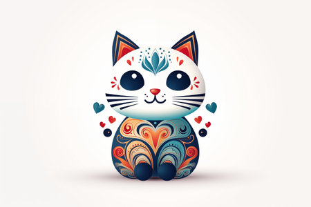 Colorful line cat vector for logos artwork and decorations isolated on white background.の素材