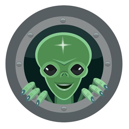 An alien came from another planet and looking out from the windowのイラスト素材