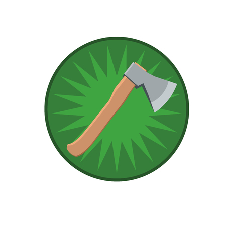 An axe with a wooden handle のイラスト素材