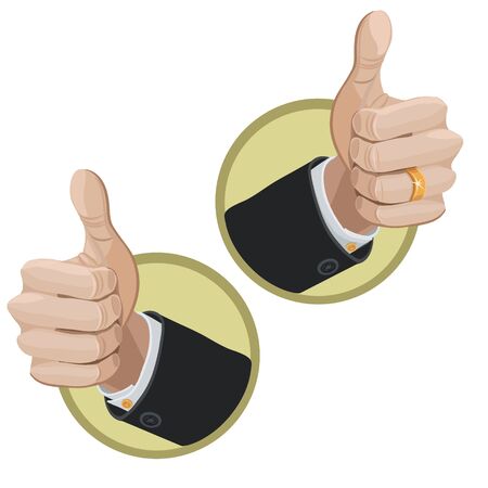 Hand showing thumb up, all is well safely and happily on the road of your fate, icon, logo and so onのイラスト素材